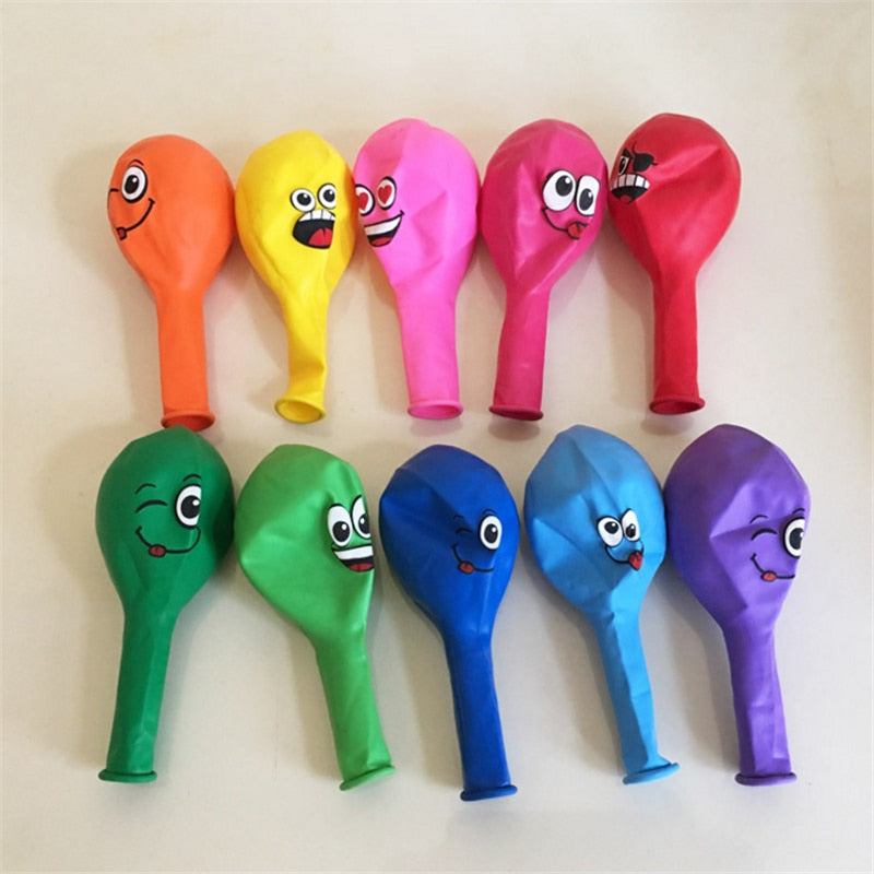 Cute Face Latex Balloons 12" (10 Pack) by HitMyNeed