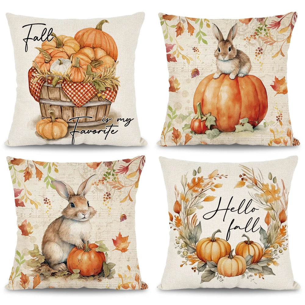 Cute Fall Throw Pillow Covers 18x18 (Set of 1 or 4) 4pcs by HitMyNeed