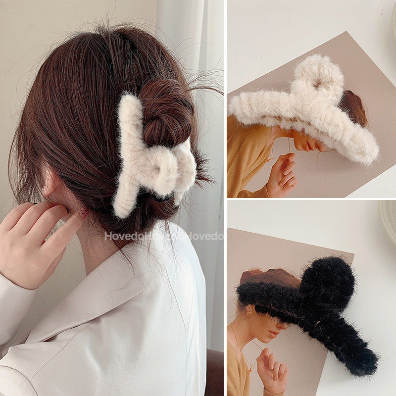 Cute Faux Fur Fluffy Hair Claw Clip 11cm by HitMyNeed