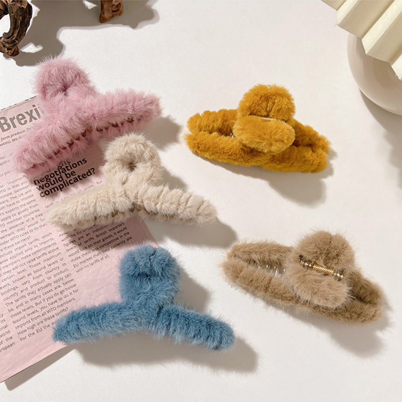 Cute Faux Fur Fluffy Hair Claw Clip 11cm by HitMyNeed