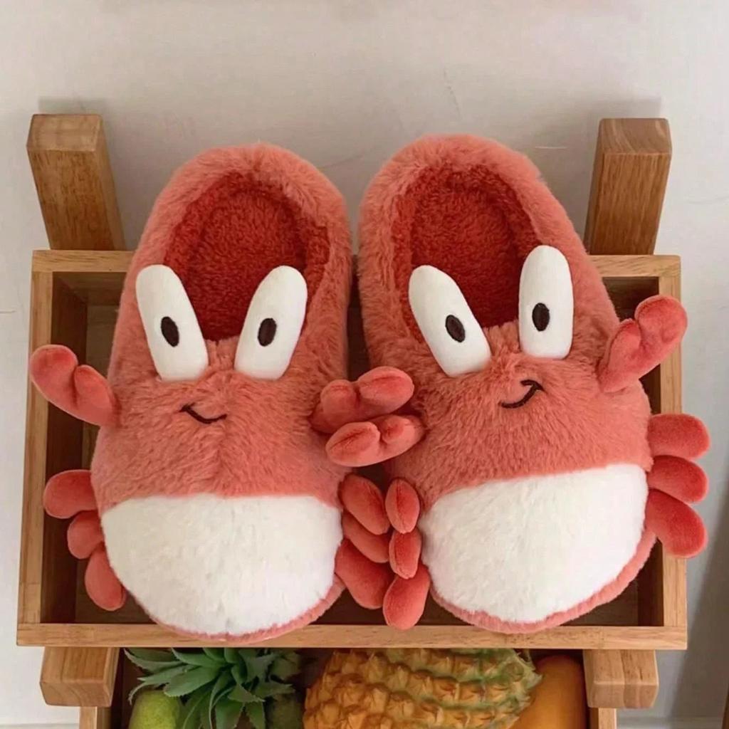 Cute Fluffy Indoor Crab Slippers for Winter Comfort by HitMyNeed