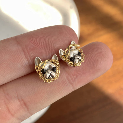 Cute French Bulldog Stud Earrings for Women by HitMyNeed
