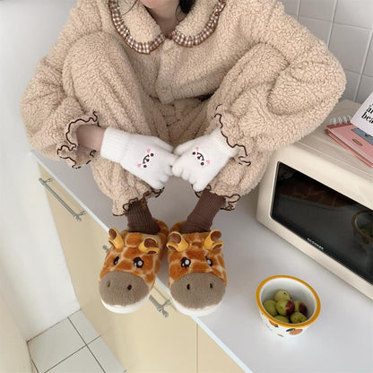 Cute Giraffe Print Plush House Slippers 08-מאי by HitMyNeed