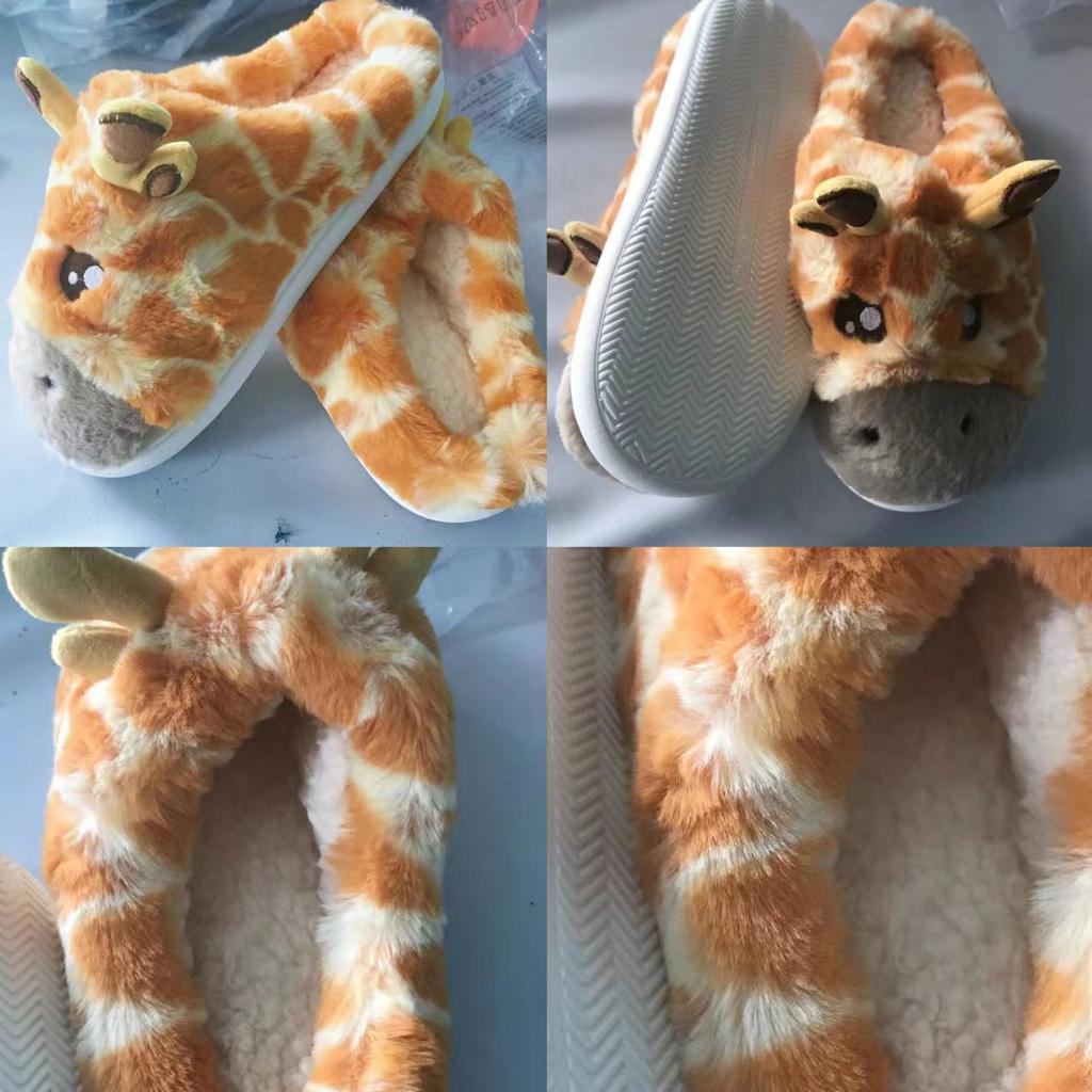 Cute Giraffe Print Plush House Slippers 6 by HitMyNeed