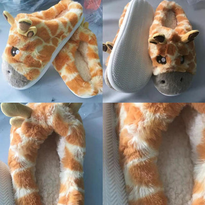 Cute Giraffe Print Plush House Slippers 6 by HitMyNeed
