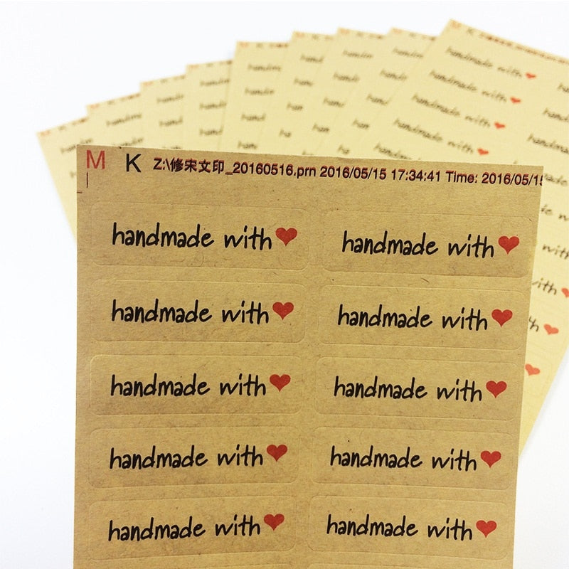 Cute Handmade With Love Stickers (100 Pack) by HitMyNeed