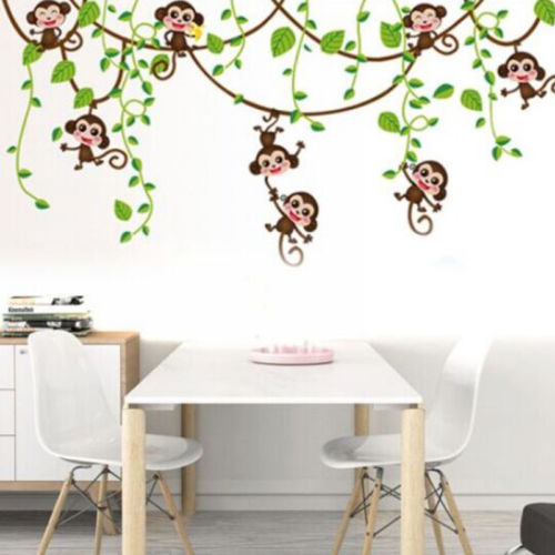 Cute Jungle Wall Sticker with Hanging Monkeys by HitMyNeed