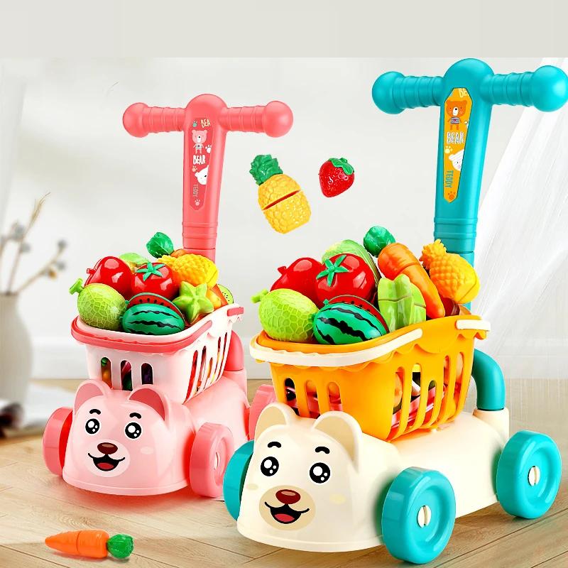 Cute Kids Toy Shopping Trolley with Play Food Set by HitMyNeed