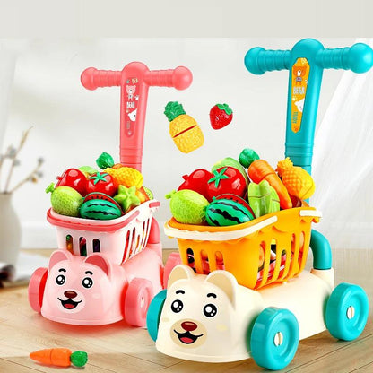 Cute Kids Toy Shopping Trolley with Play Food Set by HitMyNeed