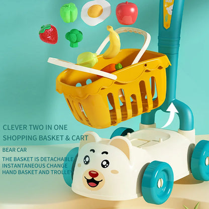 Cute Kids Toy Shopping Trolley with Play Food Set by HitMyNeed