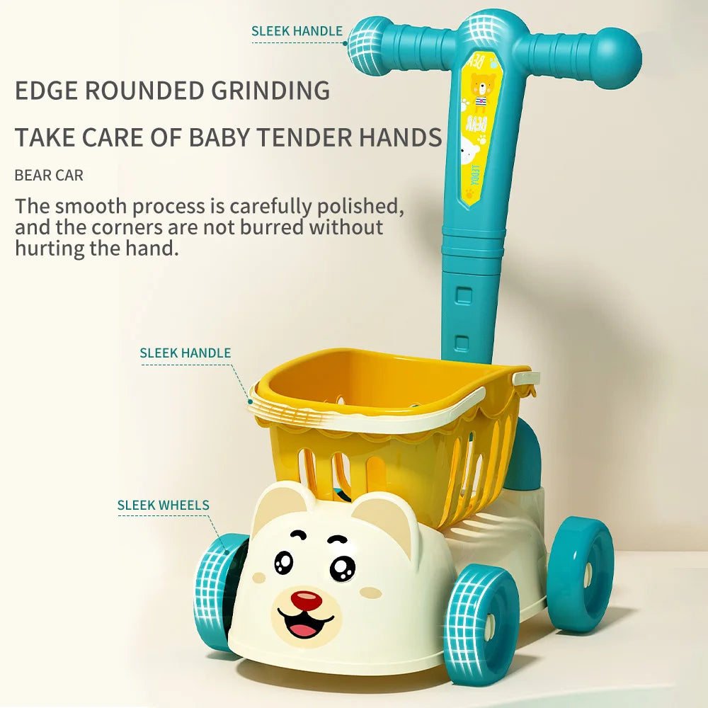 Cute Kids Toy Shopping Trolley with Play Food Set by HitMyNeed