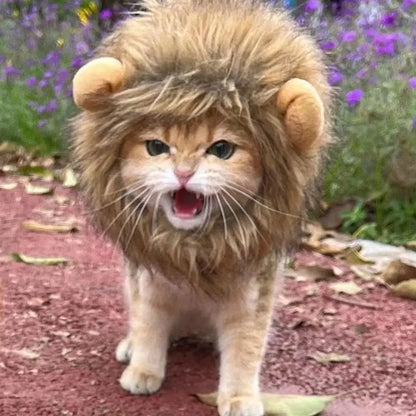 Cute Lion Mane Cat & Small Dog Costume Hat with Ears by HitMyNeed