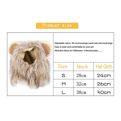 Cute Lion Mane Cat & Small Dog Costume Hat with Ears by HitMyNeed