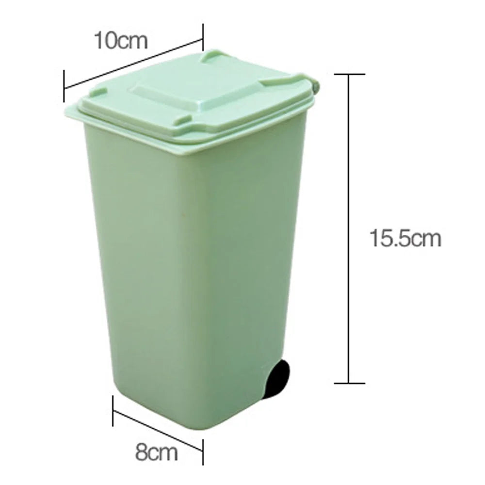 Cute Mini Desktop Trash Can with Lid and Wheels by HitMyNeed