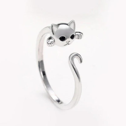 Cute Mouse Adjustable Open Ring in Antique Silver f1358 by HitMyNeed