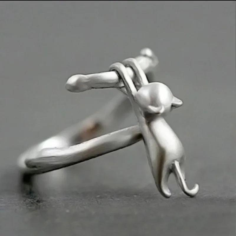 Cute Mouse Adjustable Open Ring in Antique Silver q335 by HitMyNeed