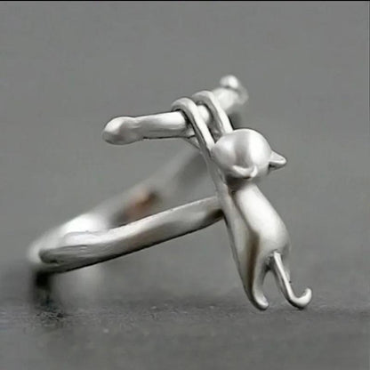 Cute Mouse Adjustable Open Ring in Antique Silver q335 by HitMyNeed
