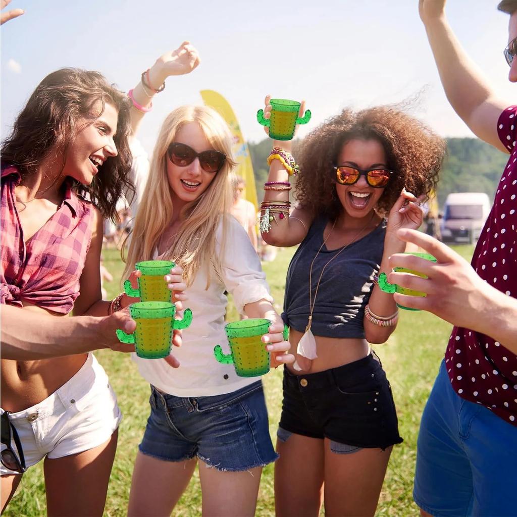 Cute Plastic Cactus Shot Glass Set (6 Pack, 2 oz) by HitMyNeed