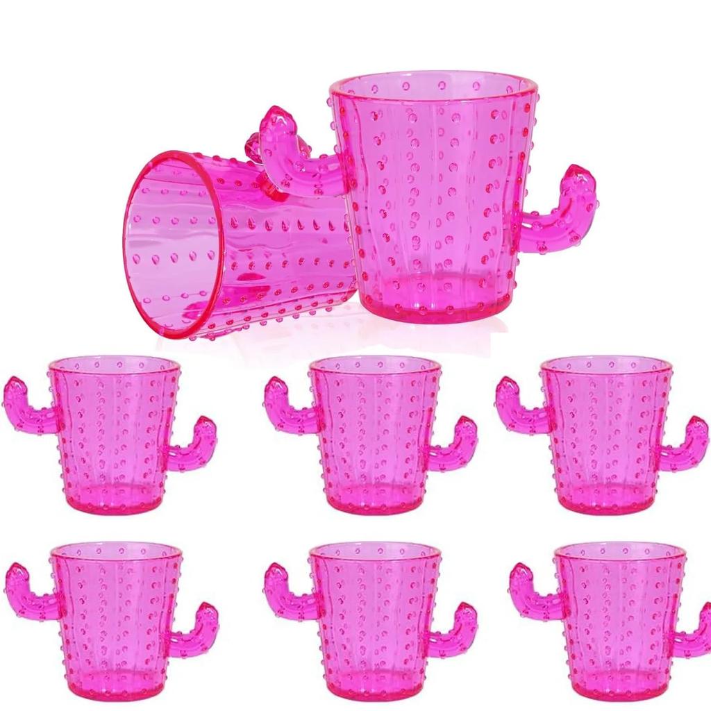 Cute Plastic Cactus Shot Glass Set (6 Pack, 2 oz) 6pcs-pink by HitMyNeed