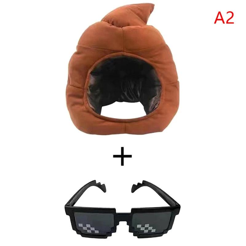 Cute Poop Plush Hat with Optional Sunglasses a2 by HitMyNeed