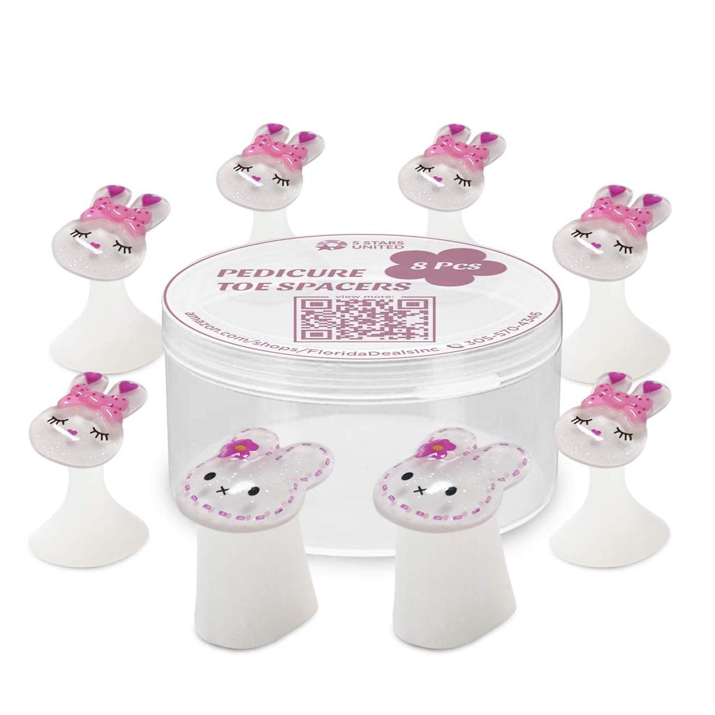Cute Rabbit Toe Separators 8-Pack Silicone Set by HitMyNeed