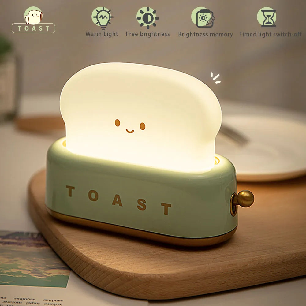 Cute Rechargeable Toast Night Light with Dimmer by HitMyNeed