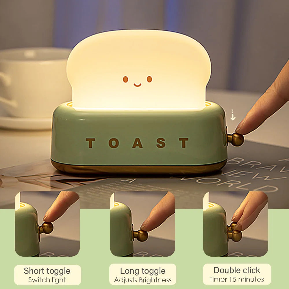 Cute Rechargeable Toast Night Light with Dimmer by HitMyNeed
