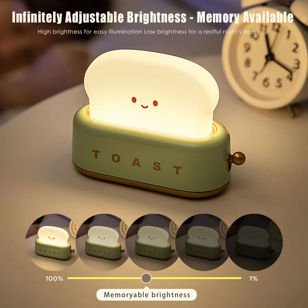 Cute Rechargeable Toast Night Light with Dimmer by HitMyNeed