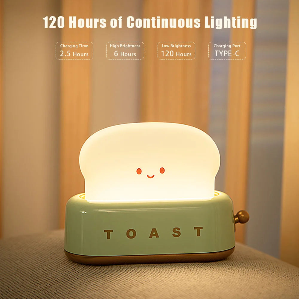 Cute Rechargeable Toast Night Light with Dimmer by HitMyNeed