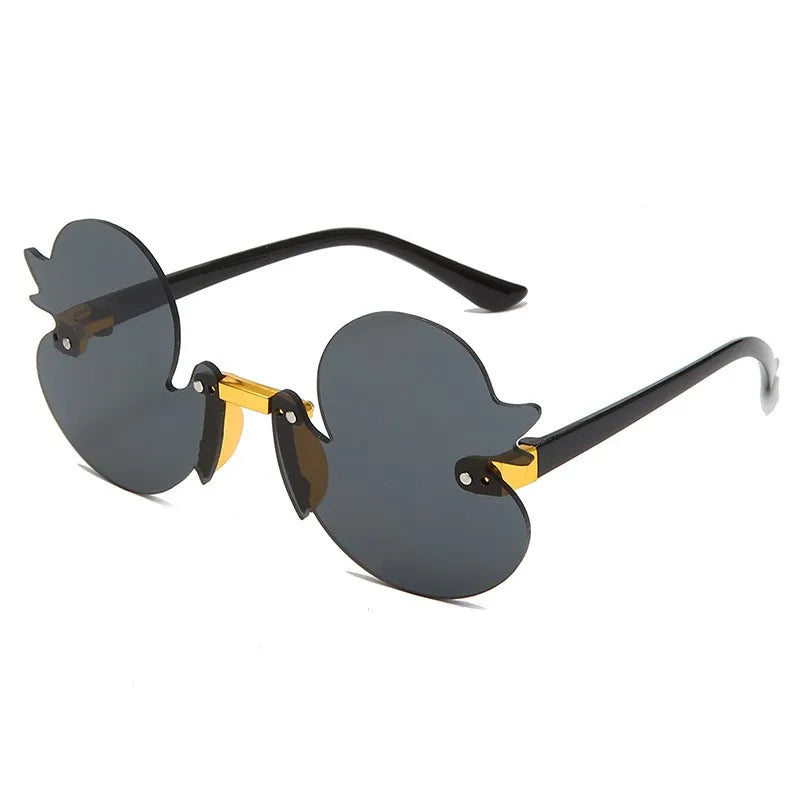 Cute Rimless Duck Sunglasses for Parties & Photos black by HitMyNeed