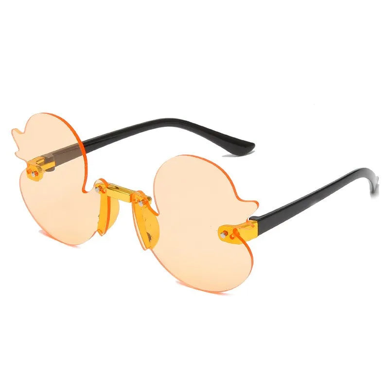 Cute Rimless Duck Sunglasses for Parties & Photos champagne by HitMyNeed