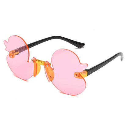 Cute Rimless Duck Sunglasses for Parties & Photos pink by HitMyNeed