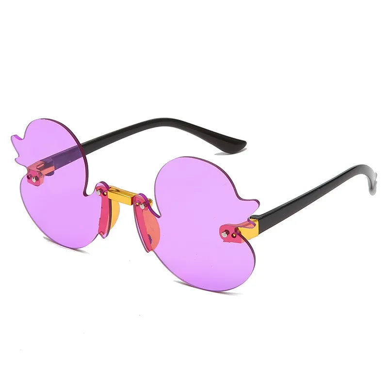 Cute Rimless Duck Sunglasses for Parties & Photos purple by HitMyNeed