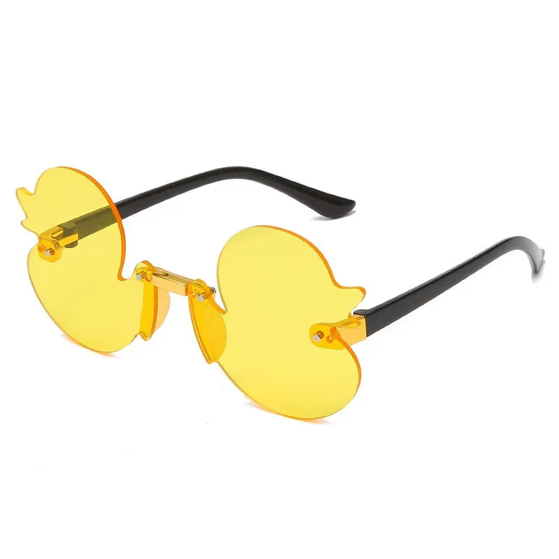 Cute Rimless Duck Sunglasses for Parties & Photos yellow by HitMyNeed
