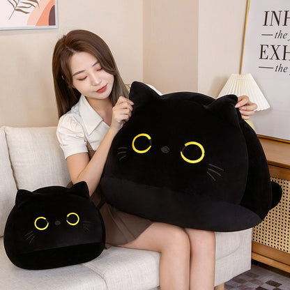 Cute Round Black Cat Plush Toy by HitMyNeed