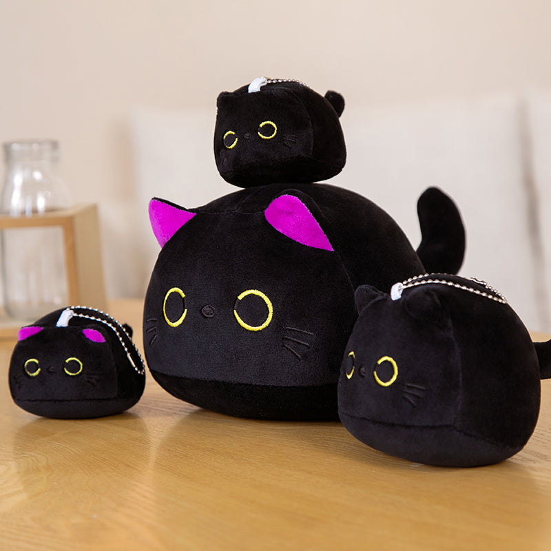 Cute Round Black Cat Plush Toy by HitMyNeed