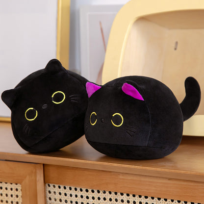 Cute Round Black Cat Plush Toy by HitMyNeed