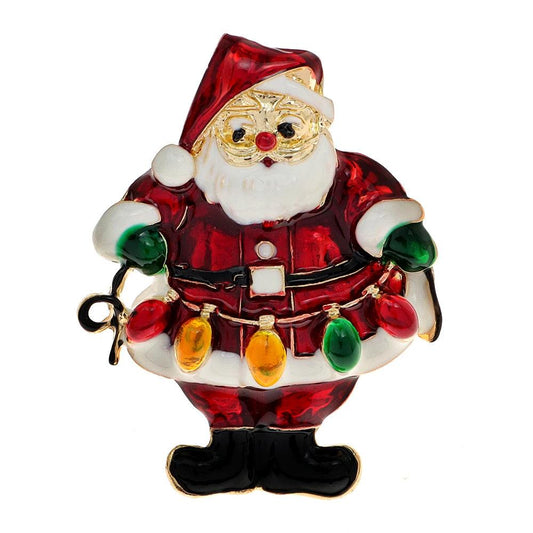 Cute Santa Claus Christmas Lights Brooch Pin by HitMyNeed