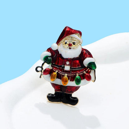Cute Santa Claus Christmas Lights Brooch Pin by HitMyNeed