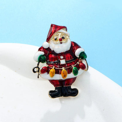 Cute Santa Claus Christmas Lights Brooch Pin by HitMyNeed