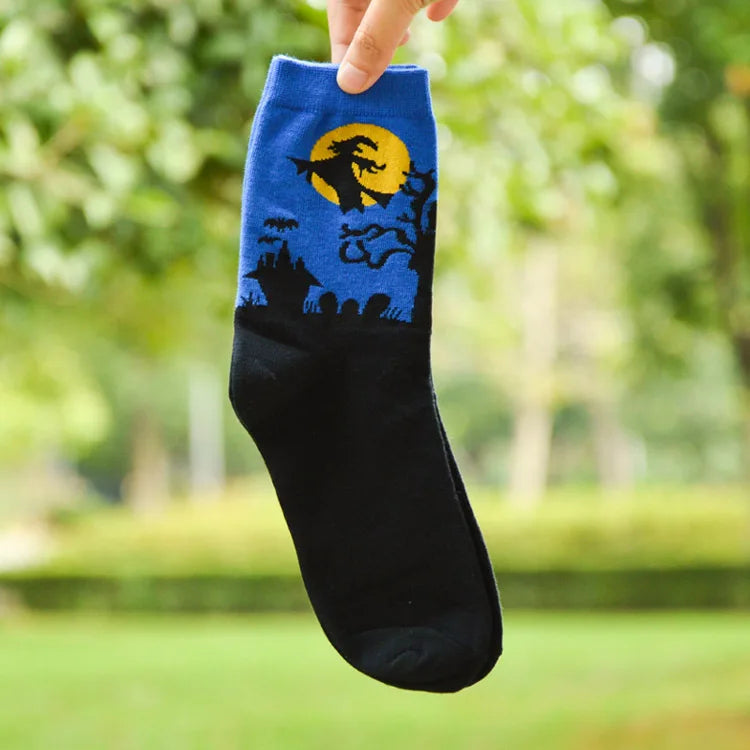 Cute Spooky Halloween Socks for Adults blue by HitMyNeed