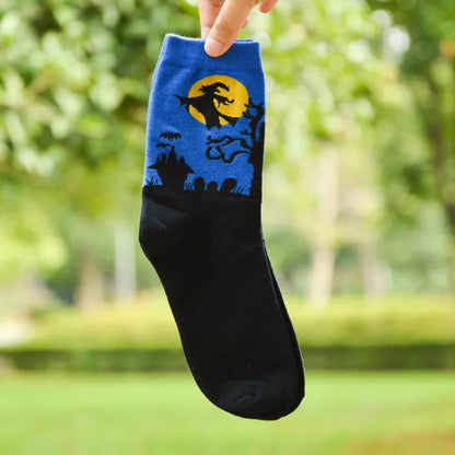 Cute Spooky Halloween Socks for Adults blue by HitMyNeed