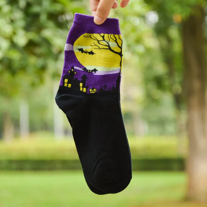 Cute Spooky Halloween Socks for Adults purple by HitMyNeed