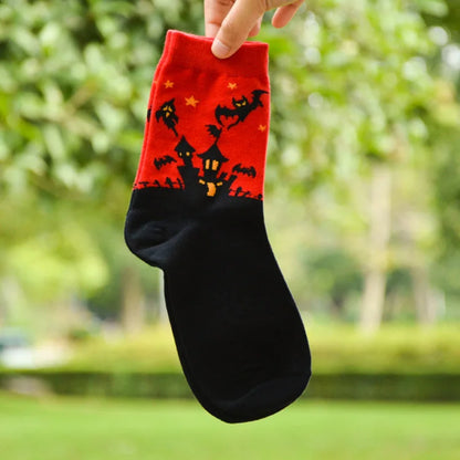 Cute Spooky Halloween Socks for Adults red by HitMyNeed