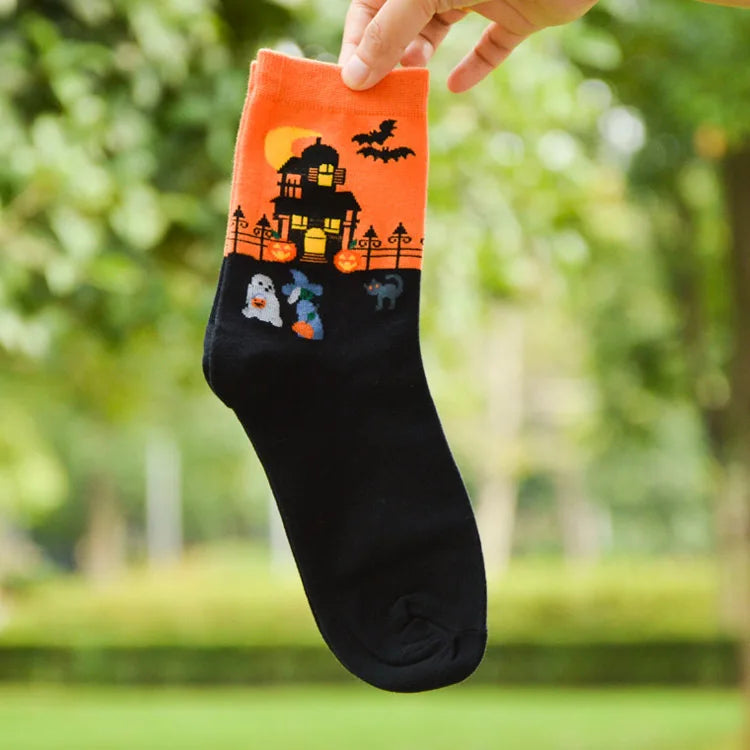 Cute Spooky Halloween Socks for Adults yellow by HitMyNeed