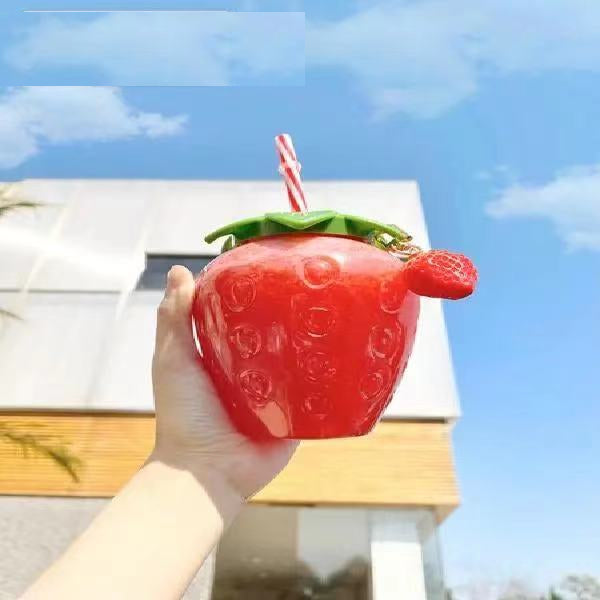 Cute Strawberry Cup with Straw, 500ml by HitMyNeed