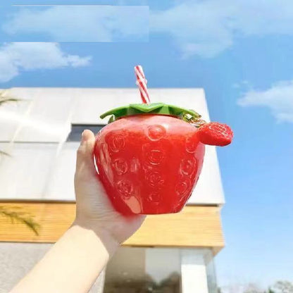 Cute Strawberry Cup with Straw, 500ml by HitMyNeed