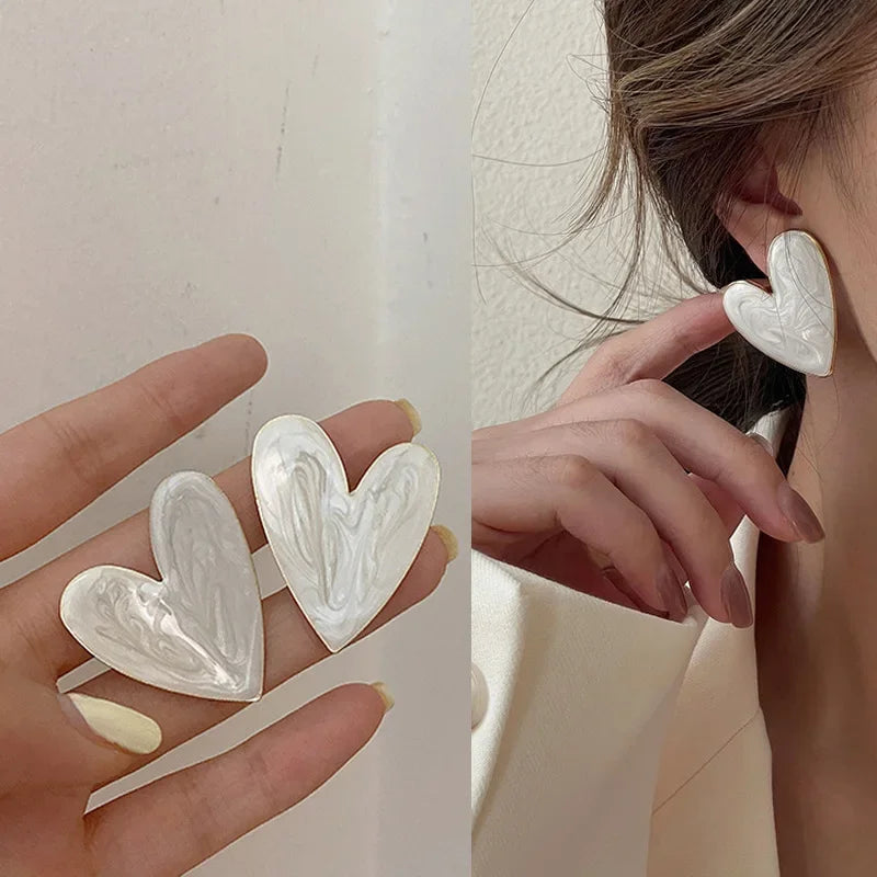 Cute White Heart Earrings for Everyday & Events by HitMyNeed