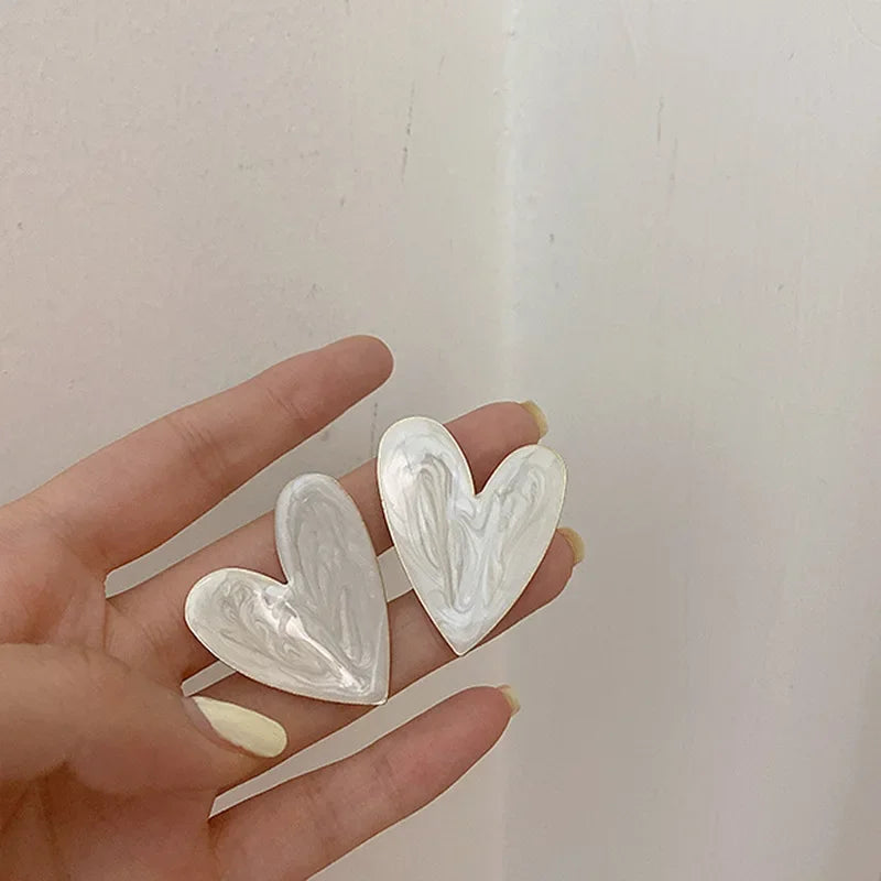 Cute White Heart Earrings for Everyday & Events by HitMyNeed
