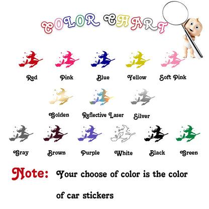 Cute Witch and Cat Car Decal Sticker by HitMyNeed